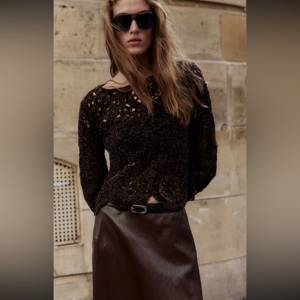 ZARA Crochet Long Sleeve Sweater